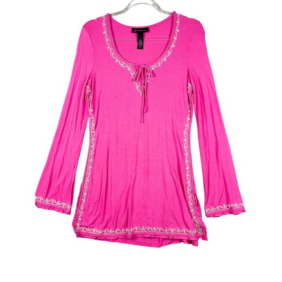 INC International Concepts Tops - INC International Concepts Pink Embellished Tunic Top Women's Medium